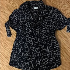 Steena Black Blouse with White Circle Design